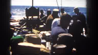 San Diego California (1962): Men On An Industrial Fishing Boat As The Boat Moves