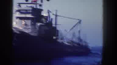 San Diego California (1962): Large Ship Carrying A Lot Of Heavy Equipment Sailing
