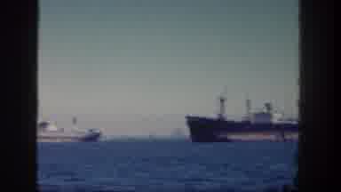 San Diego California (1962): Multiple Ships In The Blue Sea Moving In Line