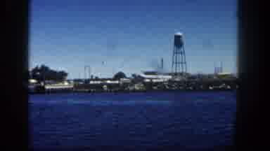 San Diego California (1962): Industrial River Side Shot From A Boat Water Tower