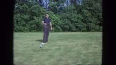 Saint Paul Minnesota (1963): Man Outside In A Mowed Lawn Playing Fetch With A