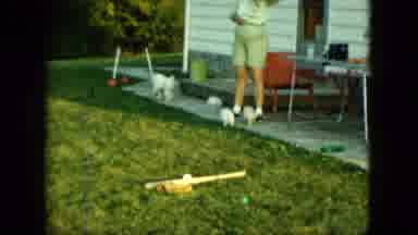 Saint Paul Minnesota (1963): Woman In Green Shorts Stands On Back Patio Watching A