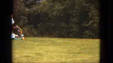 Saint Paul Minnesota (1963): Riding Lawn Mower On Backyard Green Grass