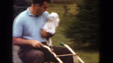 Saint Paul Minnesota (1963): Middle Aged Man Riding A Bike And Holding Onto His