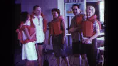 San Diego California (1963): Family Of Five Wearing Life Jackets On A Large Boat