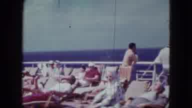 San Diego California (1963): People Relax On The Deck Of A Cruise Liner Taking