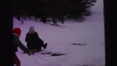Camden New Jersey (1964): People Outside In Snow Sledding Down A Big Hill Sitting