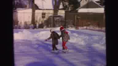Camden New Jersey (1964): A Pair Of Young Children Go Ice-Skating In The Evening