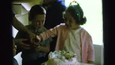 Camden New Jersey (1964): Singing Happy Love Kids Outside Family Kitchen Candles
