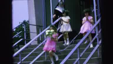 Camden New Jersey (1964): Little Girls Holding Ribbon And Flowers Walking Down The