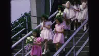 Camden New Jersey (1964): Little Girls In Dresses With Ribbons And Flowers March