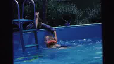 Camden New Jersey (1964): Kid Swimming In Above Ground Pool Parent Watching