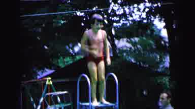 Camden New Jersey (1964): Young Girl In A Red Bathing Suit Jumping Into A Swimming