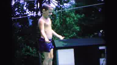 Camden New Jersey (1964): Little Boy In Blue Swimming Trunks Dives Into Pool In