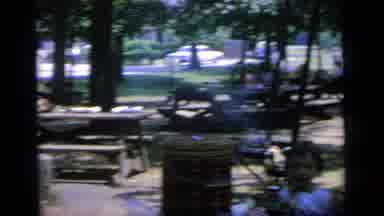 Camden New Jersey (1964): Man With Two Children Seated At A Picnic Table In Group