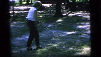Camden New Jersey (1964): Woman In Park Playing Badminton Poorly