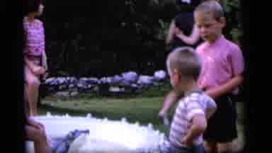 Camden New Jersey (1964): Five Children In The Outdoors Gathered Around A Deflated