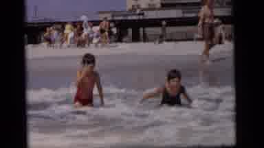 Camden New Jersey (1964): Gentle Waves Rolling In While Kids Play In The Water