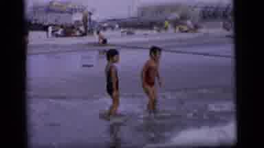 Camden New Jersey (1964): Small Girls And Boys Playing In Water At The Beach