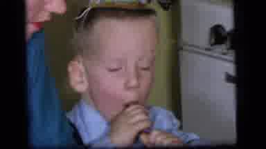 Camden New Jersey US (1964): Two Little Boys Acting Silly Sitting At A Table With