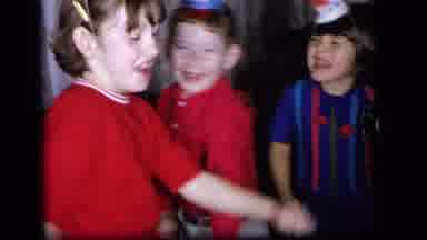 Camden New Jersey US (1964): Several Children In Party Hats Dance And Play