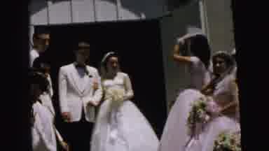 Camden New Jersey USA (1964): Wedding Day With Pink Bridesmaids Coming Down Steps