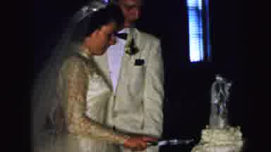 Camden New Jersey USA (1964): There's A Wife And Groom Holding A Knife To Cut