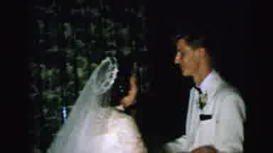 Camden New Jersey USA (1964): Newlyweds Dressed In White Kiss After Wedding