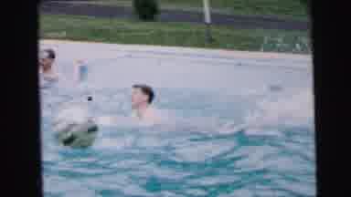 Camden New Jersey USA (1964): People Enjoying The Pool Playing With Big Balls Back