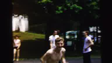 Camden New Jersey USA (1964): Boys Camp Volleyball Game Breaks Out