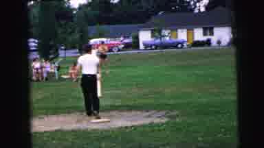 Camden New Jersey USA (1964): Adult Baseball Game As Man Lunges Forward To Catch