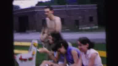 Camden New Jersey USA (1964): People Laughing And Eating Ice Cream On A Park Bench