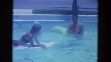 Clearwater Florida (1964): Small Family In A Above Ground Swimming Pool With Teen