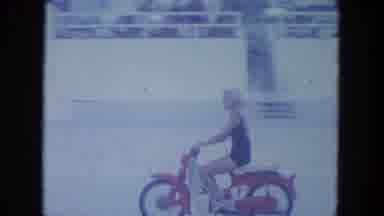Clearwater Florida (1964): Older Woman In Swimming Suit Riding On Motorbike Down