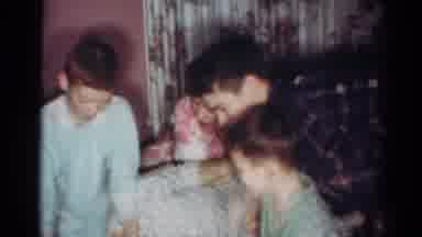 Cleveland Ohio (1964): Kids In Pajamas Excited Next To A Christmas Tree