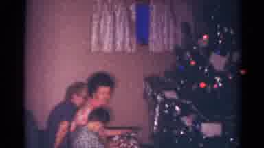 Cleveland Ohio (1964): Three Generations Christmas Tree Celebrating Holiday With