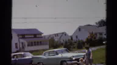 Elkhart Illinois USA (1964): Father And Son Leave Car And Walk Up The Driveway