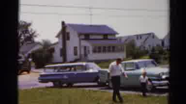 Elkhart Illinois USA (1964): The Father And Son Is Walking Outside Of The House