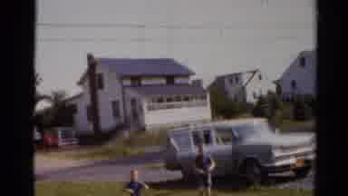 Elkhart Illinois USA (1964): Kids Getting Out Of Car And Playing In Backyard