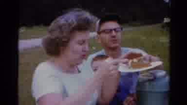 Elkhart Illinois USA (1964): Fun Outdoor Picnic Where Woman The Food To Everyone