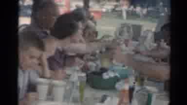 Elkhart Illinois USA (1964): Boy Falls Asleep At Picnic Table On A Clear Day