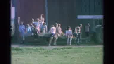 Elkhart Illinois USA (1964): Children Sitting On The Back Of A Tractor Trailer