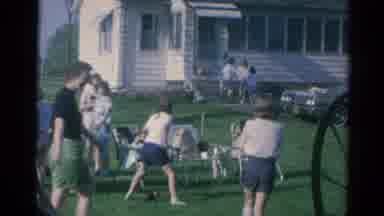 Elkhart Illinois USA (1964): The People And Children Were Playing In The Garden