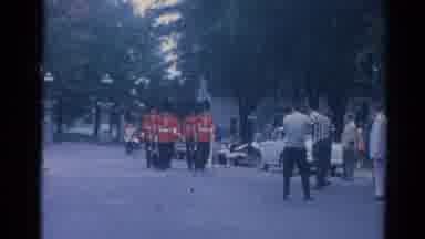 Elkhart Illinois USA (1964): British Soldiers Marching In Formation Down A Street