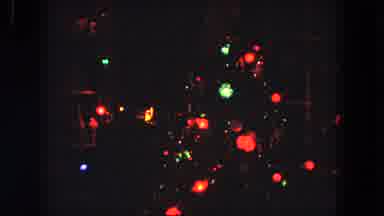 Evanston Illinois USA (1964): A Christmas Tree Lighting Up A Dark Room And Then A