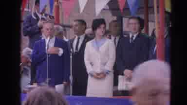 Harvard Illinois USA (1964): The Man Was Giving Speech On The Stage And The People