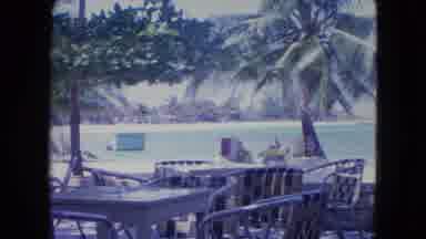 KINGSTON JAMAICA-1964: Tropical Resort Patio Overlooking Lagoon