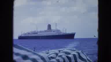 Martenique-1964: A Large Ocean Liner Sails On Calm Waters