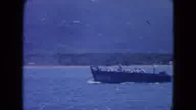 Montego Bay Jamaica-1964: Military Boat With American Flag Sailing Near Mountains