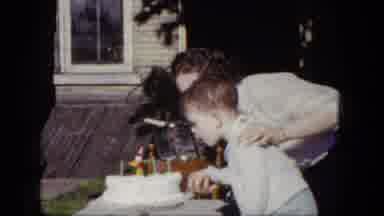 Niagra Falls New York (1964): Boy With His Mom Blowing Out Candles And Cutting